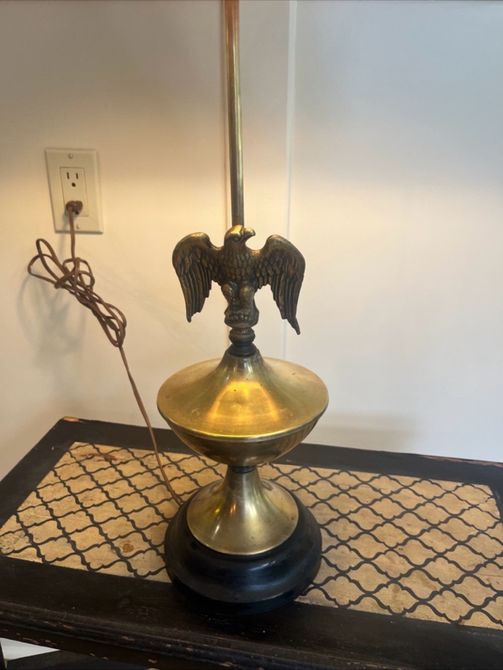 Vintage Mid Century Federal Brass Eagle Table Lamp 30”